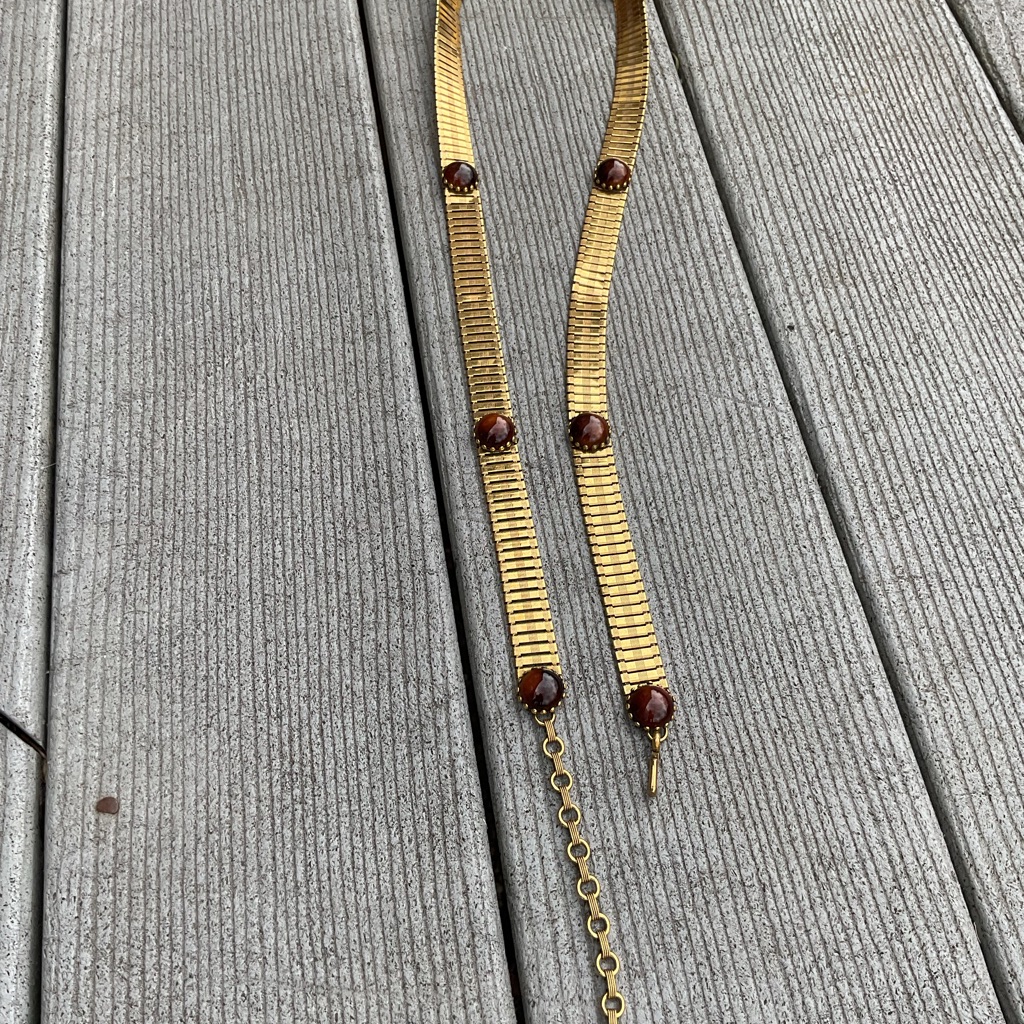 Vintage Gold Tone Belt With Brown Stone Accents 44$